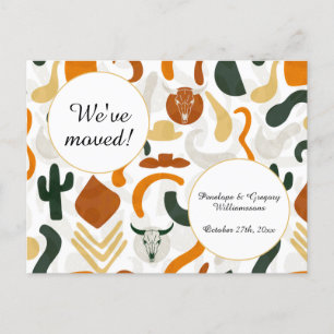 Western, desert, cowboy boho, change of address  announcement postcard