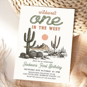 Western Desert Cowboy First Birthday Invitation