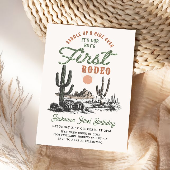 Western Desert First Rodeo 1st Birthday Invitation (Creator Uploaded)