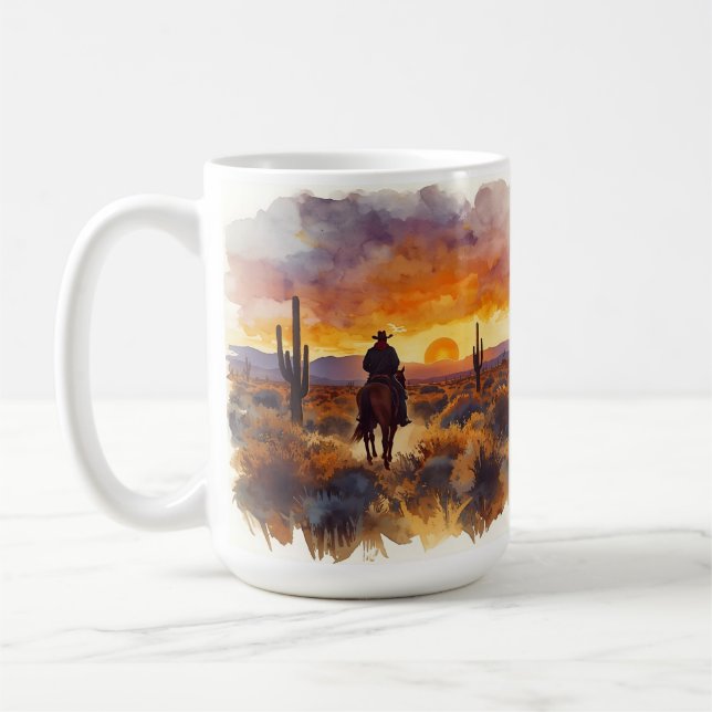 Western Desert Landscape Cowboy Coffee Mug (Left)