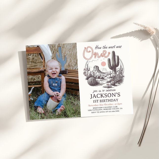 Western Desert Rodeo 1st Birthday Photo Invitation (Creator Uploaded)