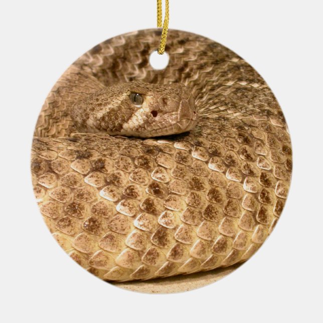 western diamondback rattlesnake ceramic tree decoration (Front)