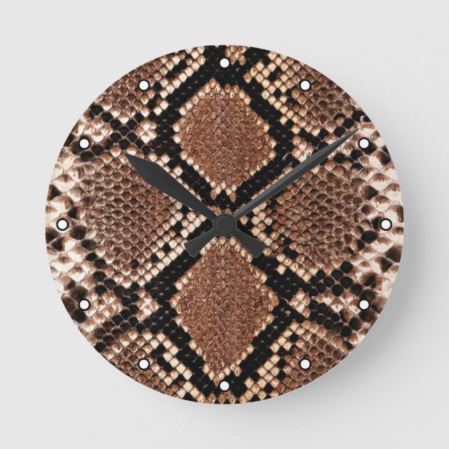 Western Diamondback Rattlesnake Skin Round Clock (Front)