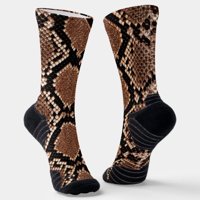 Western Diamondback Rattlesnake Skin Socks (Angled)