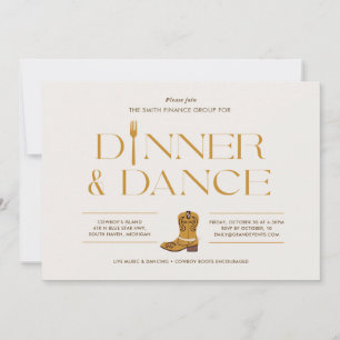 Western Dinner and Dance Invitation Cowboy Boots