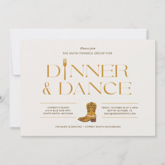 Western Dinner and Dance Invitation Cowboy Boots