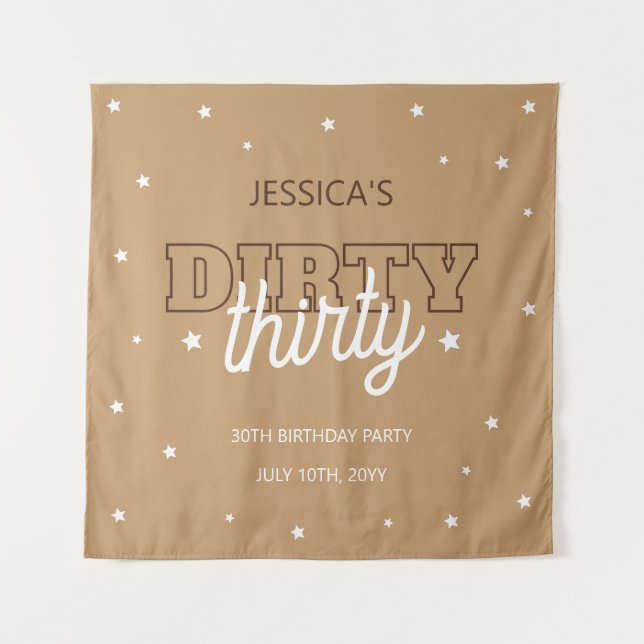 Western Dirty Thirty 30th Birthday Party Backdrop Tapestry (Front)