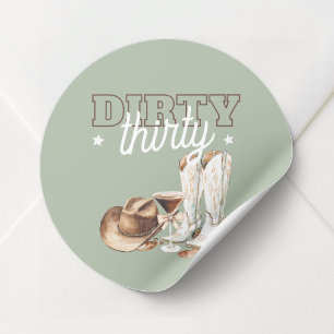 Western Dirty Thirty Cowgirl 30th Birthday Party Classic Round Sticker