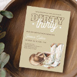 Western Dirty Thirty Cowgirl 30th Birthday Party Invitation<br><div class="desc">Western Dirty Thirty Cowgirl 30th Birthday Party Invitation features a rustic-meets-chic design that’s perfect for celebrating her big milestone with a bold country flair. The playful “Dirty Thirty” headline is paired with western-inspired typography and cowgirl elements, like boots and stars, set against a soft brown background for that perfect western...</div>