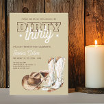 Western Dirty Thirty Cowgirl 30th Birthday Party Invitation<br><div class="desc">Western Dirty Thirty Cowgirl 30th Birthday Party Invitation features a rustic-meets-chic design that’s perfect for celebrating her big milestone with a bold country flair. The playful “Dirty Thirty” headline is paired with western-inspired typography and cowgirl elements, like boots and stars, set against a soft brown background for that perfect western...</div>