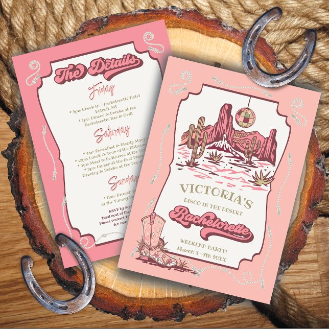 Western Disco Desert Cowgirl Bachelorette Party Invitation (Creator Uploaded)