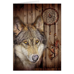 Western dream catcher native american indian wolf