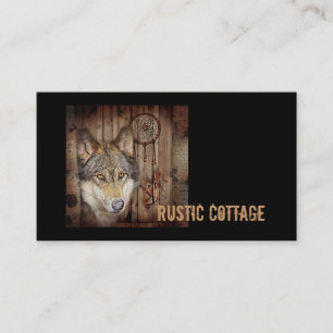 Western dream catcher native american indian wolf business card