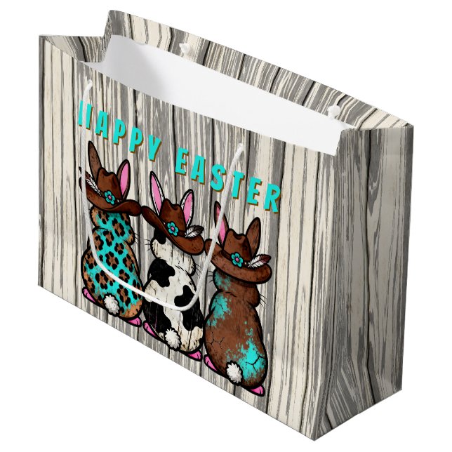 Western Easter Bunnies Gift Bag (Front Angled)