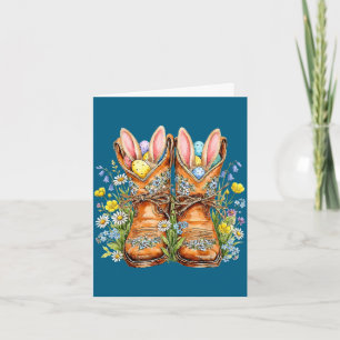 Western easter cowboy boots bunny ears howdy card