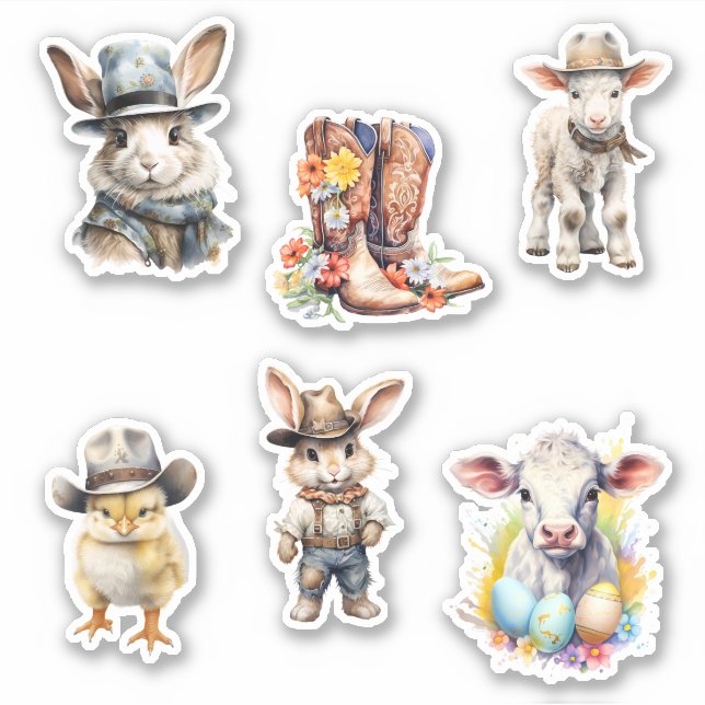 Western Easter Cowboy Rustic Bunny  (Front)