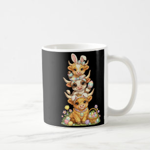 Western Easter Highland Cow Cute Bunny Cow Eggs Coffee Mug