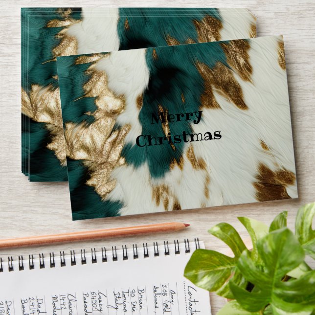 Western Emerald Gold White Cowhide  Envelope (Stacked)