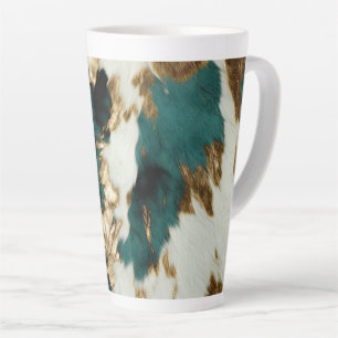Western Emerald Gold White Cowhide  Latte Mug