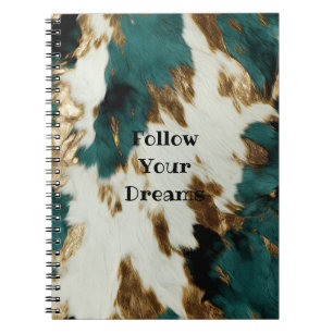 Western Emerald Gold White Cowhide Notebook