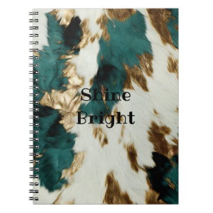 Western Emerald Gold White Cowhide  Notebook