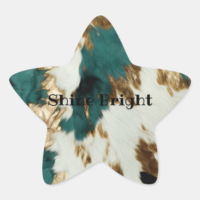 Western Emerald Gold White Cowhide  Star Sticker (Front)