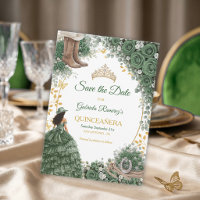 Western Emerald Green Golden Country Quinceañera