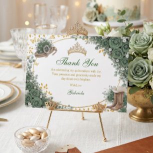 Western Emerald Green Golden Country Quinceañera Thank You Card