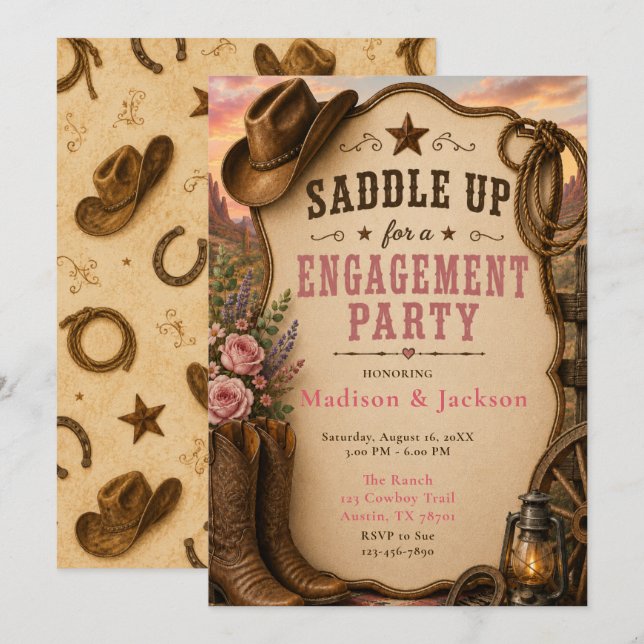 Western Engagement Party Invitation (Front/Back)