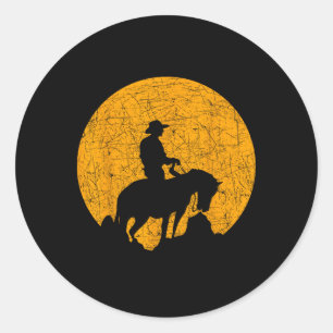 Western Equestrian Gift Texas Horseback Riding Sun Classic Round Sticker