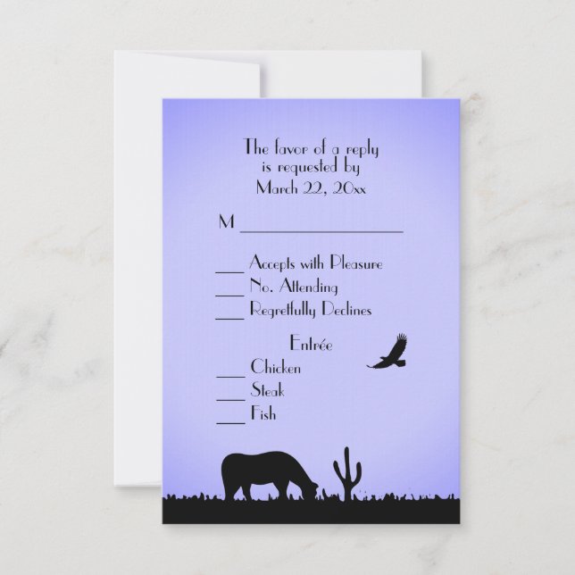 Western Event RSVP Card with Entree Choice (Front)