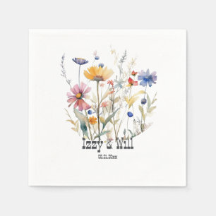 Western Fall Wildflowers Terra Cotta Blue Custom Napkin