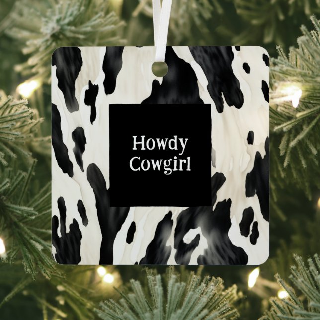 Western Farm Animal Cow Country Christmas Metal Tree Decoration (Insitu)
