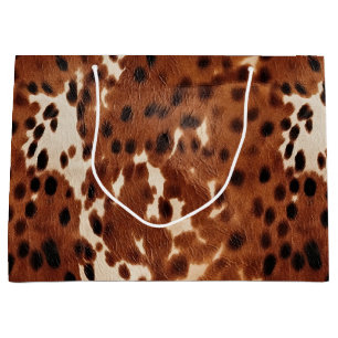 Western Farm Brown Cream Cowhide Large Gift Bag