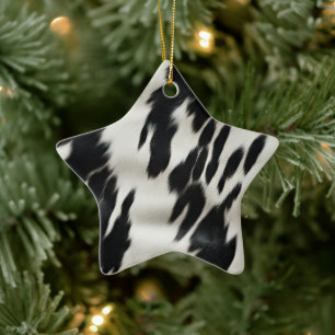 Western Farm Cowhide  Ceramic Ornament