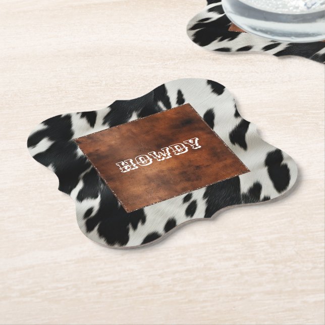 Western Farm Cowhide  Paper Coaster (Angled)