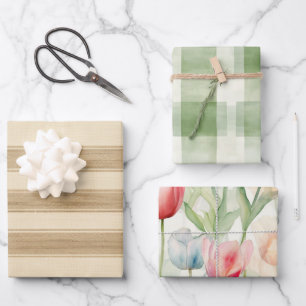 Western Farm Cream Stripes  Wrapping Paper Sheet