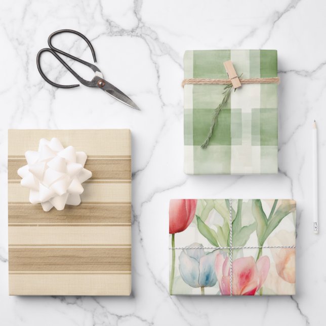 Western Farm Cream Stripes  Wrapping Paper Sheet (Front)