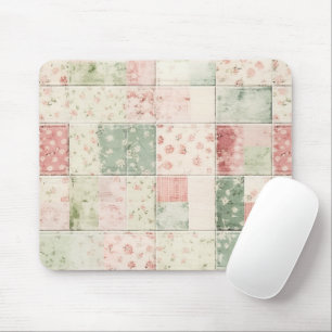 Western Farm Mint Pink Floral Quilt Patterns Mouse Pad