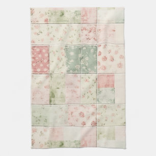 Western Farm Mint Pink Floral Quilt Patterns Tea Towel