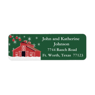 Western Farm Ranch Red Barn Return Address Label