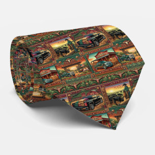 Western Farm Ranch Scenes Tie