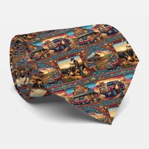 Western Farm Ranch Scenes Tie