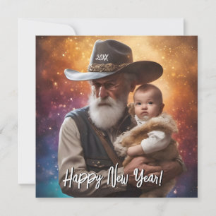Western Father Time and Baby New Year Invitation