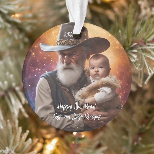 Western Father Time and Baby New Year Ornament (Tree)