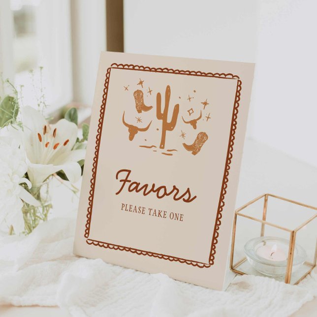 Western Favours Bridal Shower Party Sign (Rustic Western Bridal Shower Favors Sign)