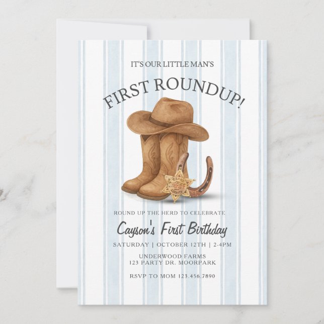 Western First Birthday | Cowboy | First Roundup Invitation (Front)