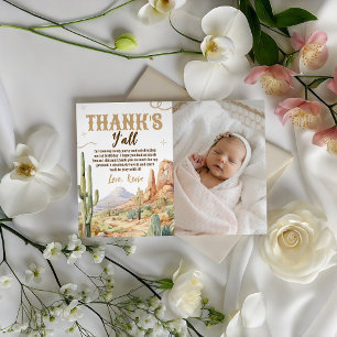 Western First Birthday Photo Thank You Invitation