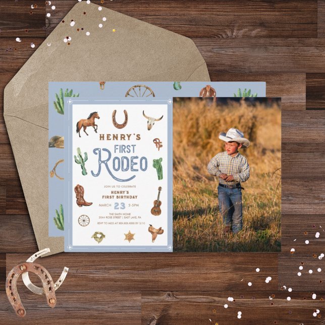 Western First Birthday Rodeo Baby Boy Invitation (Creator Uploaded)