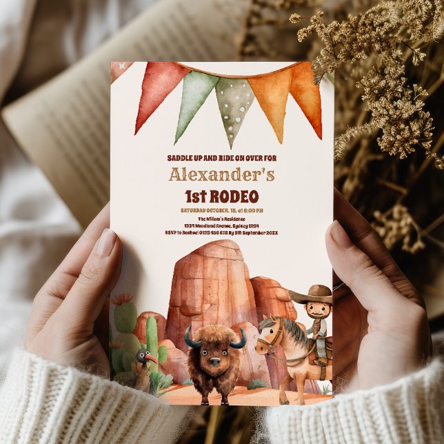 Western First Birthday Rodeo Baby Boy Invitation (Creator Uploaded)